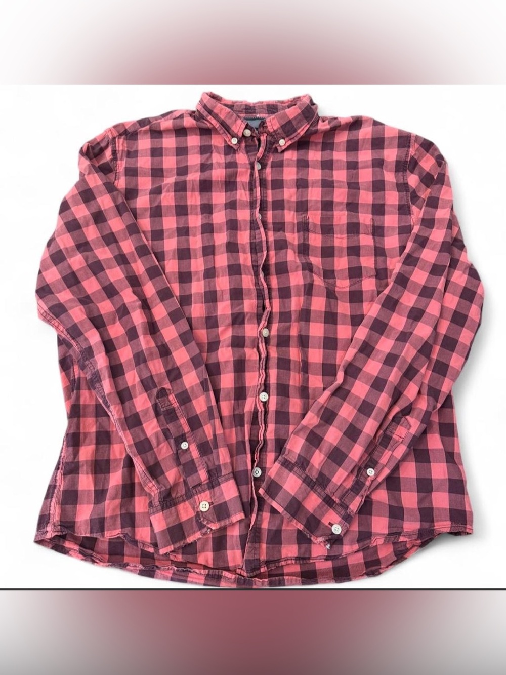 Women’s Red Plaid Button-Down Shirt
